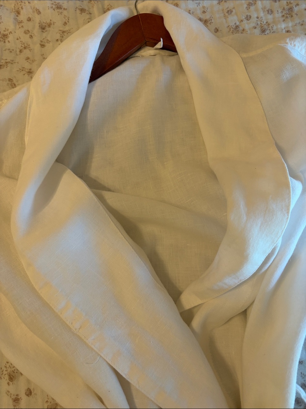 Pottery Barn White/Cream 100% Linen Wrap Robe - Picture 8 of 11
